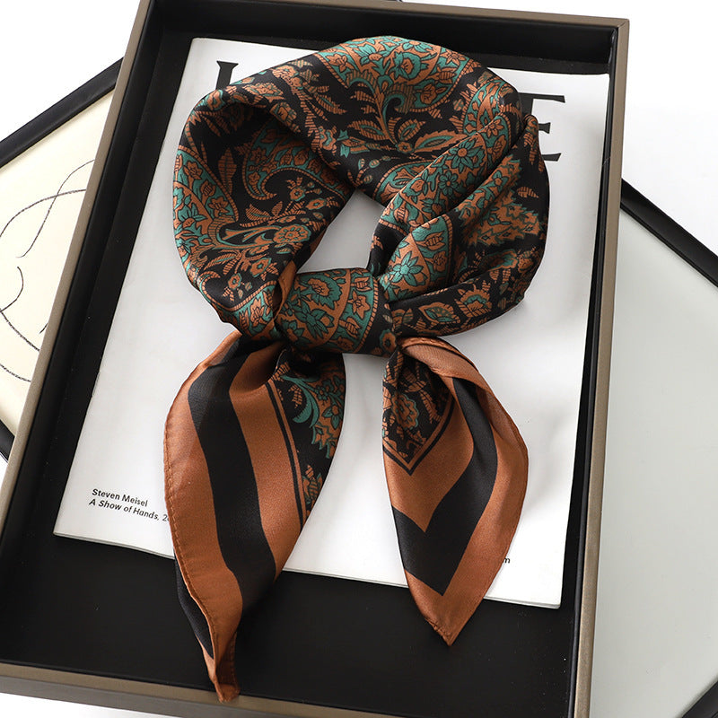 Solid Color Square Scarf - Elegance & Style Artificial Silk Striped High-grade Korea | Ectron Online