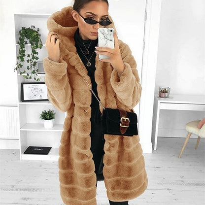 Plush Padded Hooded Faux Mink Short Fur Coat