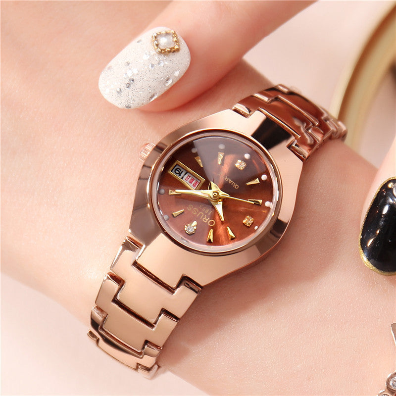 Tungsten Steel Waterproof Couple Watch Tungsten Steel Color Waterproof Fashion | Ectron Online