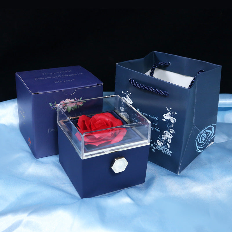 Creative Rotating Rose Jewelry Gift Box