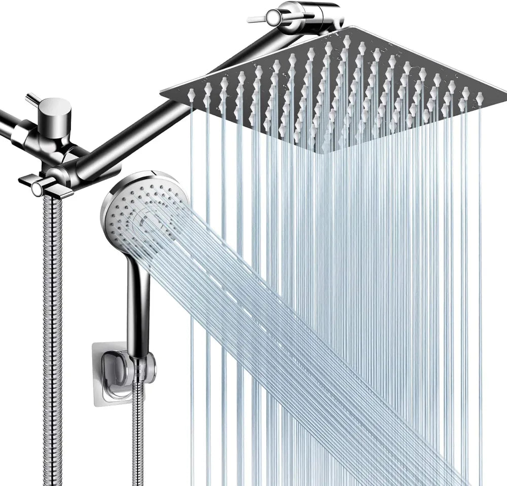 High Pressure Shower Head Combo | 8" Rain & Handheld Matte Black Set
