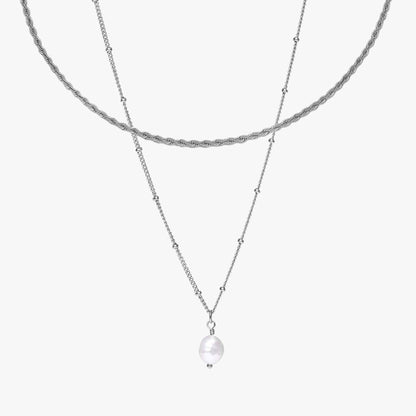 New Small Rice-shaped Beads Twist Pearl Necklace Multi-layer