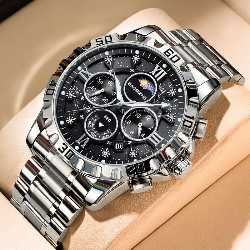 Men's Waterproof Quartz Watch Automatic Non-mechanical Watch Steel Bel | Ectron Online
