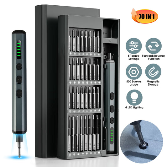 70-in-1 Mini Electric Screwdriver Kit - Rechargeable Repair Tool
