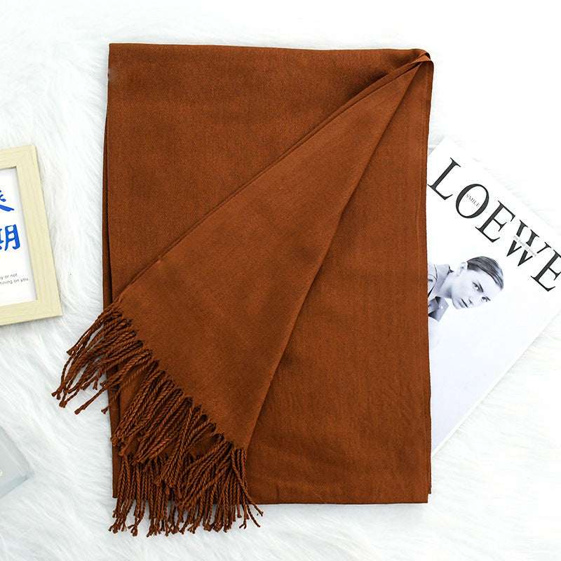 Luxurious Warm Tassel Scarf - Cashmere-Feel Meeting Accessory Annual Meeting Warm Cashmere Tassel Scar | Ectron Online