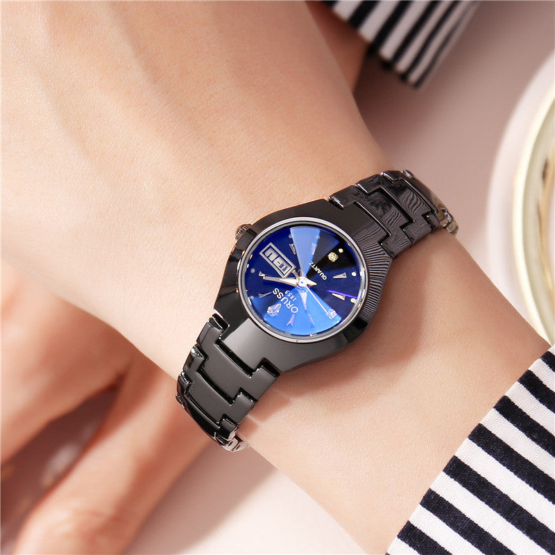 Tungsten Steel Waterproof Couple Watch Tungsten Steel Color Waterproof Fashion | Ectron Online