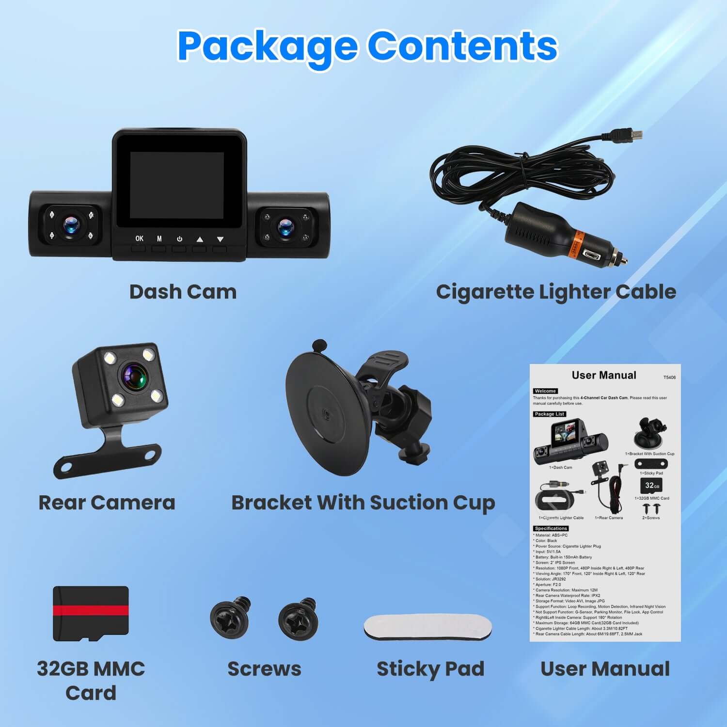 360° View 4-Channel Dash Cam - 1080P FHD Front & Triple Cabin/Rear Cameras 1Pc 360 Degree View FHD 4 Channel Dash C | Ectron Online