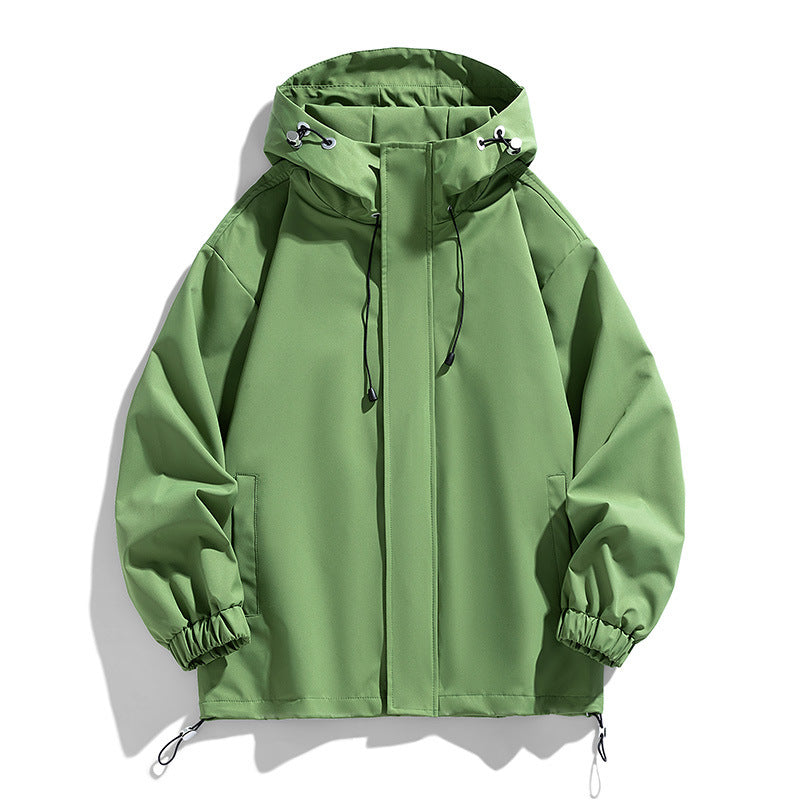 men's loose hooded shell jacket