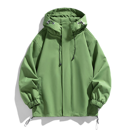 men's loose hooded shell jacket