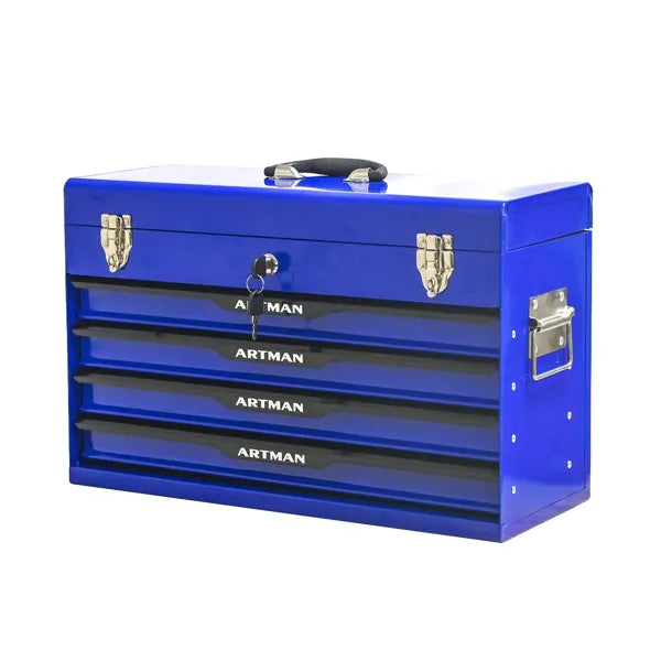 20-Inch Steel Portable Tool Box with Drawers & Metal Lock - Blue