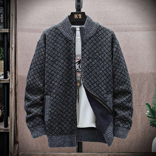New Men's Casual Zipper Sweater Coat All-matching