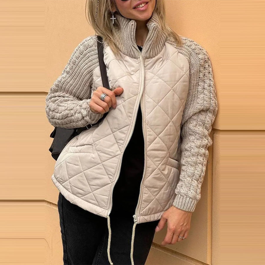 Fashion Stand Collar Zippered Cotton Jacket Stand Collar Cotton Jacket With Pockets | Ectron Online