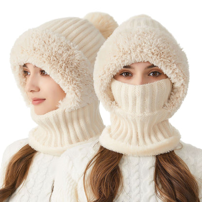 3-in-1 High Elastic Knitted Hat | Scarf & Mask One-Piece Winter Set High Elastic Solid Color Knitted Hat Sca | Ectron Online