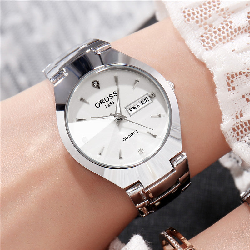 Tungsten Steel Waterproof Couple Watch Tungsten Steel Color Waterproof Fashion | Ectron Online