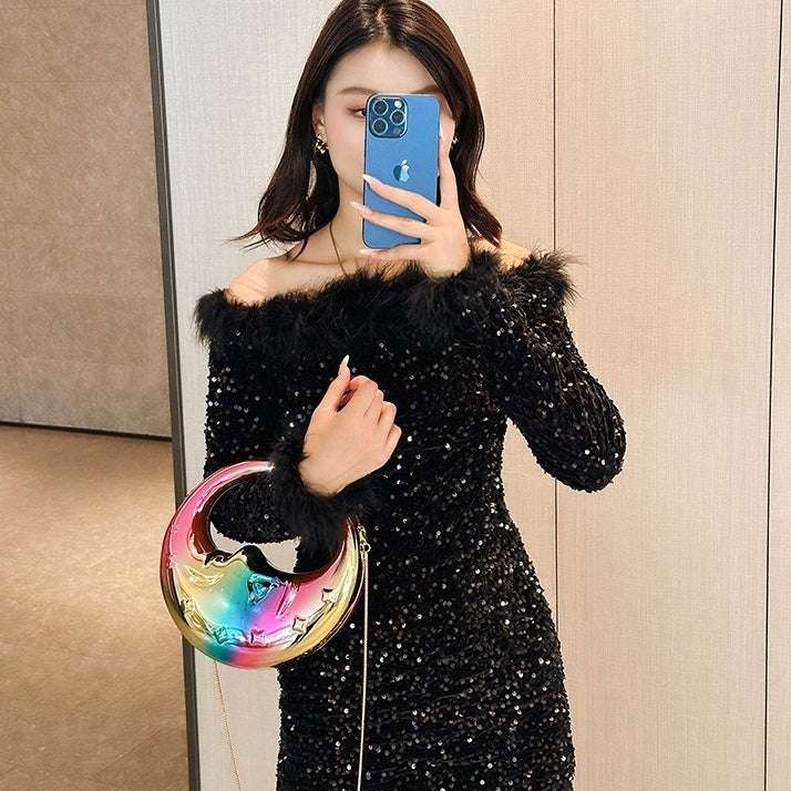 Women's Moon Handbag Niche Creative Shape Shoulder Messenger Bag