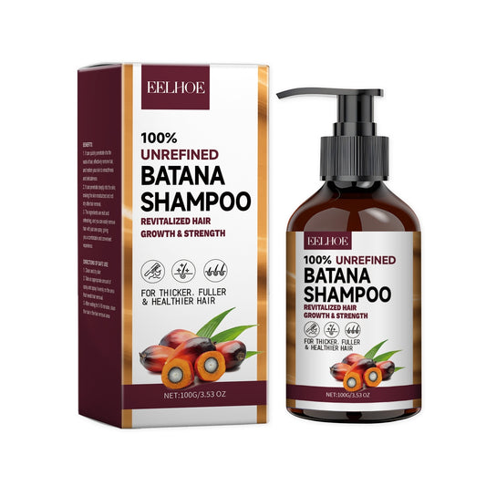 Batana shampoo bottle and packaging on a white background