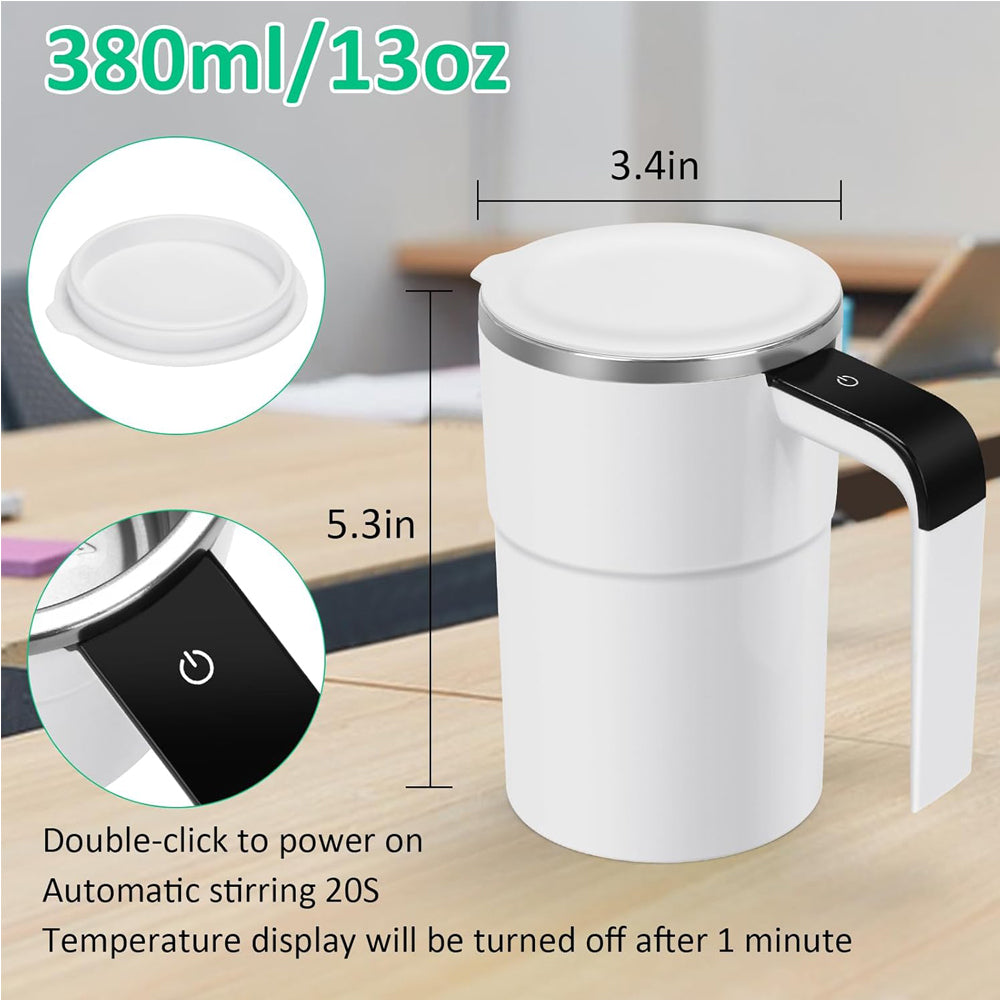 12oz Self-Stirring Coffee Mug | Auto Magnetic Cup with LED Temperature Display