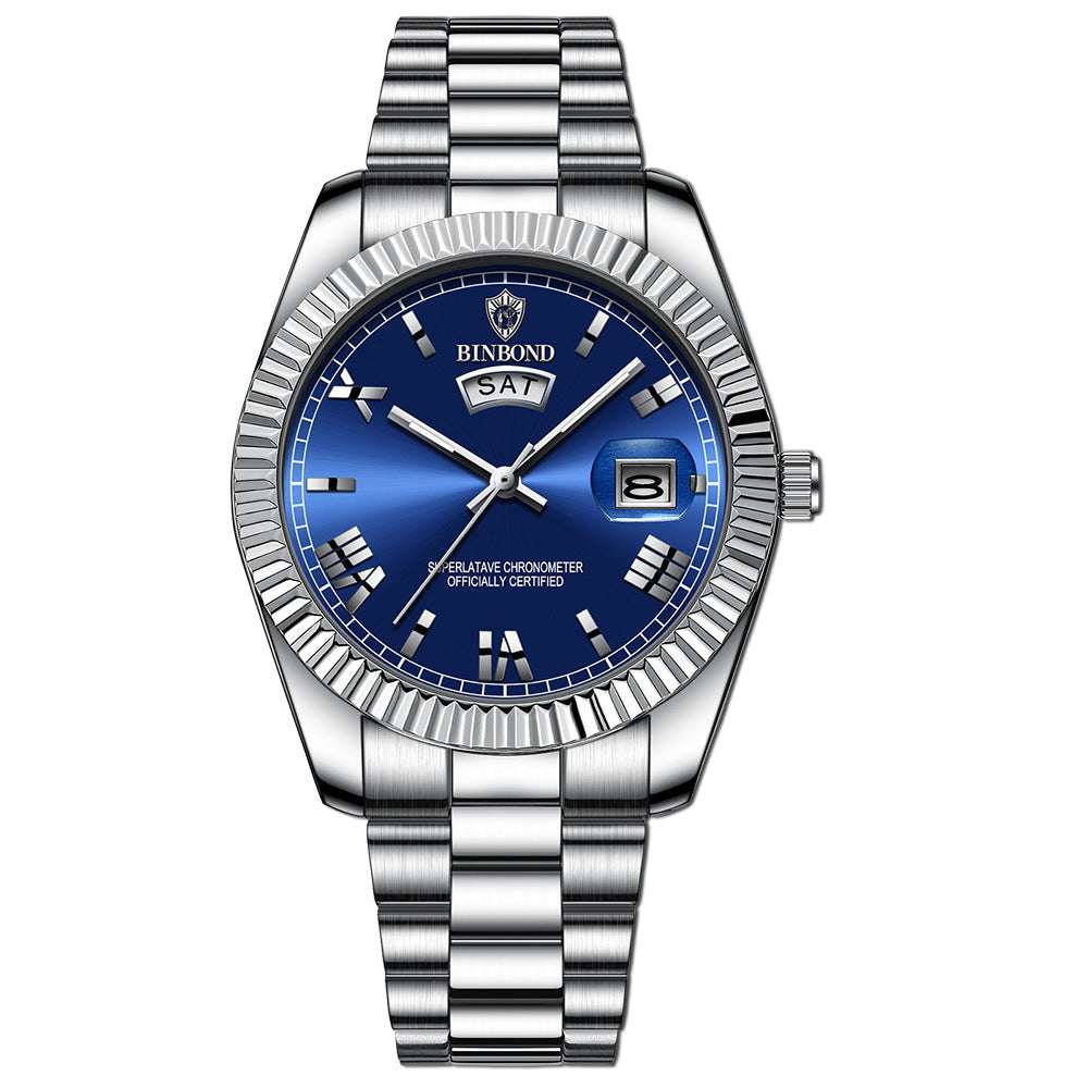 Men's &amp; Women's Blue Quartz Business Watch Set Blue Quartz Watch Couple Business Watch | Ectron Online