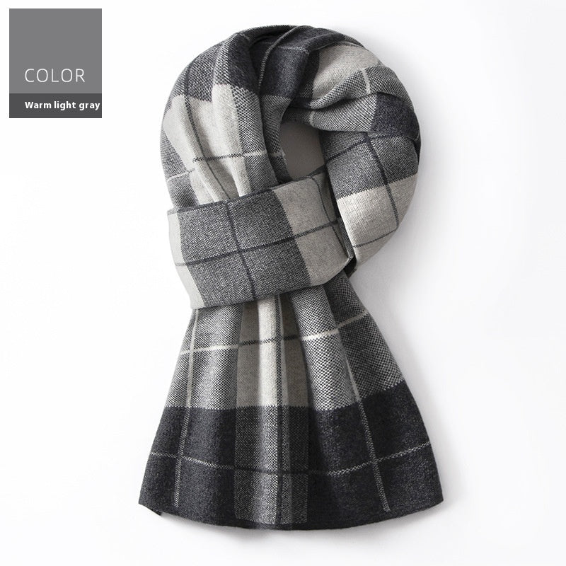 Men's Winter Plaid Wool Scarf Wool Scarf Men's Winter Plaid Double-sid | Ectron Online