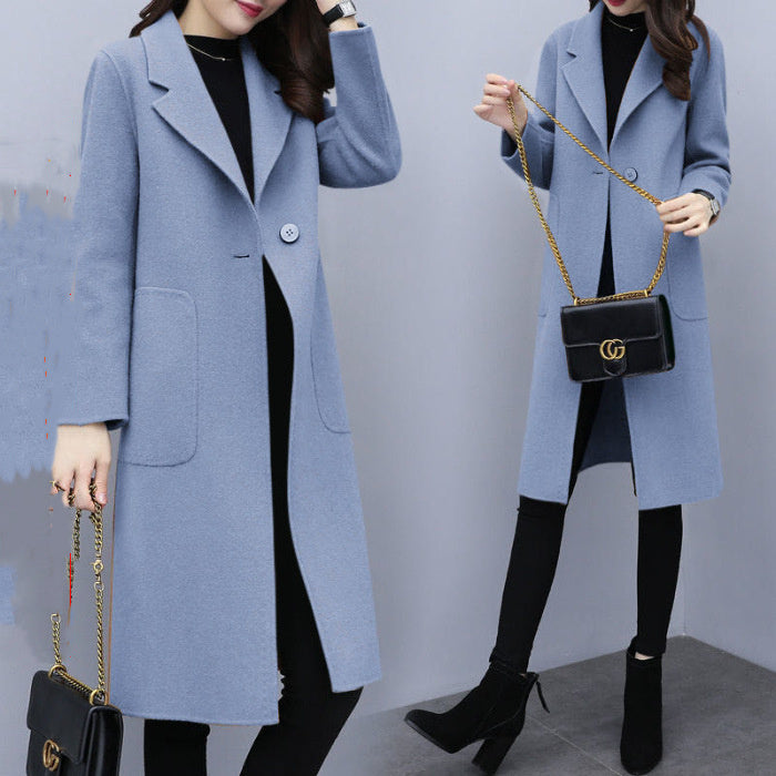 Women's Loose Wool Overcoat - Mid-length & Warm Style Mid-length Loose Wool Overcoat Women's C | Ectron Online