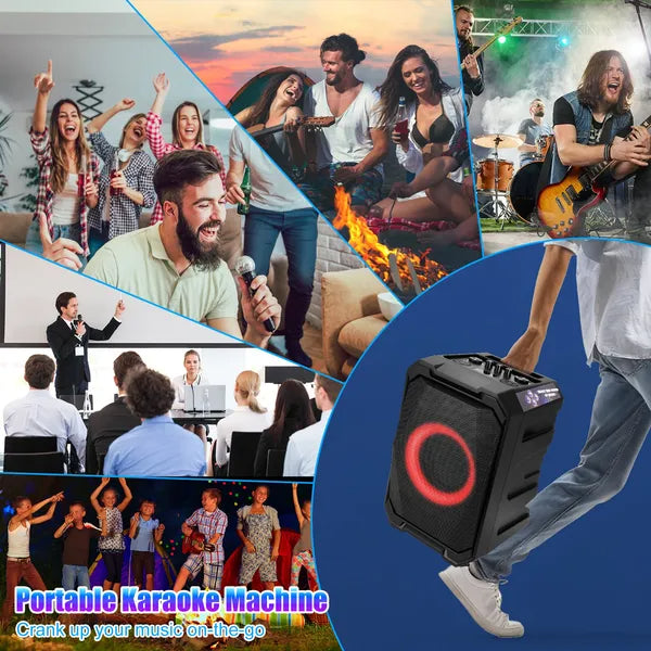 Wireless Party Speaker with 2 Mics | TWS Bass & LED Bluetooth Speaker