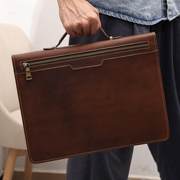 Vintage Crazy Horse Leather Laptop Bag | 13.3 Inch
