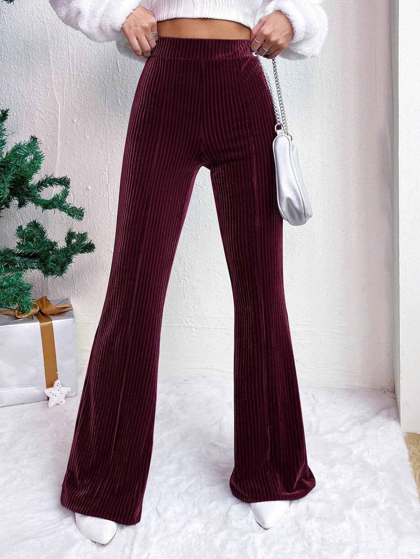 High Waist Lamp Wick Corduroy Bell-bottom Pants Wide Leg Women High Waist Lamp Wick Corduroy Bell-botto | Ectron Online