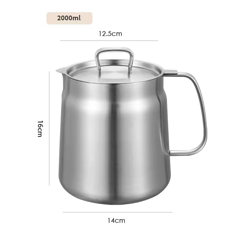 2L Stainless Steel Oil Filter Pot | Fine Mesh Strainer & Oil Storage Tank