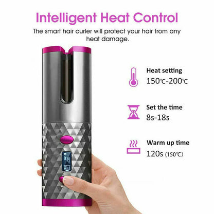 Cordless Auto Rotating Hair Curler Hair Curler LCD Cordless Auto Rotating W | Ectron Online