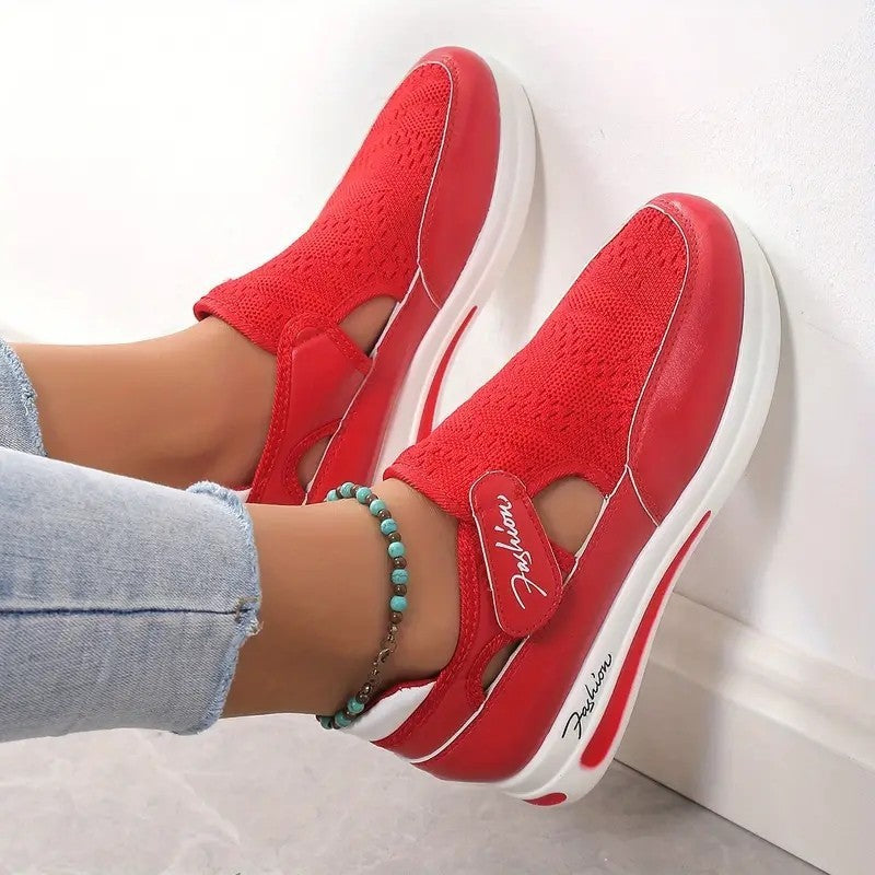 Wedge Platform Hollow Velcro Round Toe Low-top Sneaker Wedge Platform Hollow Velcro Round Toe L | Ectron Online