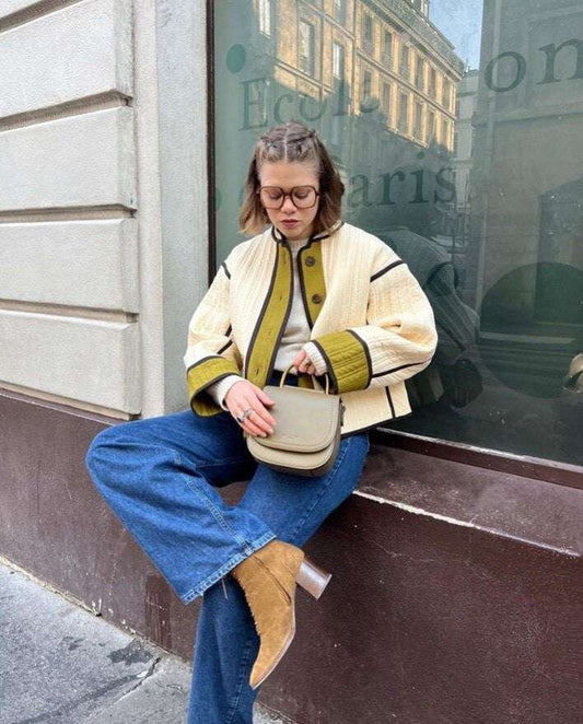 Fall Winter Fashion Contrast Color Women's Cotton-padded Coat