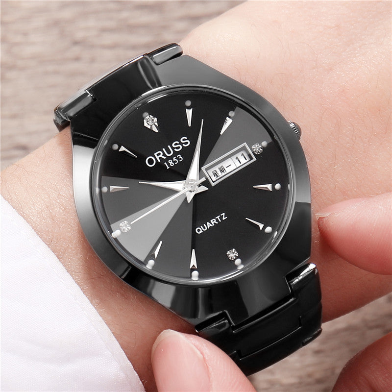 Tungsten Steel Waterproof Couple Watch Tungsten Steel Color Waterproof Fashion | Ectron Online