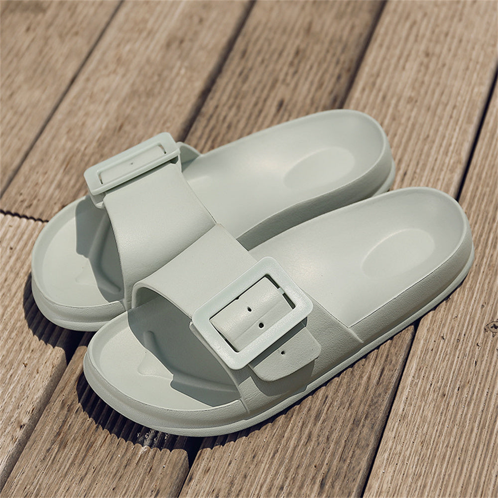 Solid Buckle Home Slippers Summer Non-slip Floor Bathroom Slipper Women Garden House Shoes Solid Buckle Home Slippers Summer Non-sl | Ectron Online