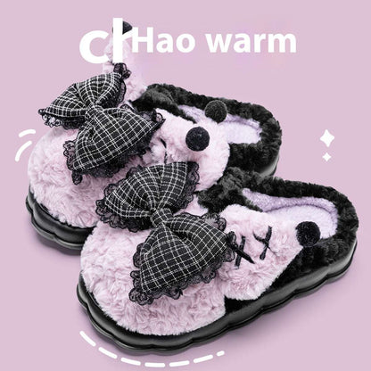 Girls' Warm Plush Slippers – Indoor & Outdoor Autumn Comfort Indoor Warm Girl Plush Slippers For Home | Ectron Online