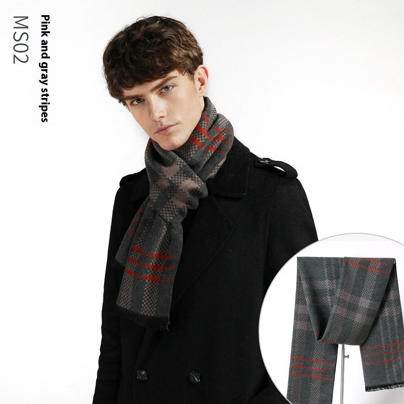 Simple Plaid Warm Keeping Artificial Cashmere Scarf Men's Scarves | Ectron Online