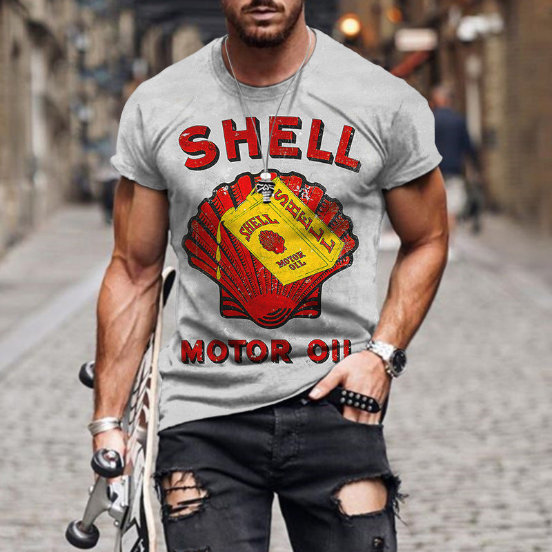 Men’s Vintage 3D Print Tee – English Style Casual Short Sleeve 3D Digital Vintage Print English Men's C | Ectron Online