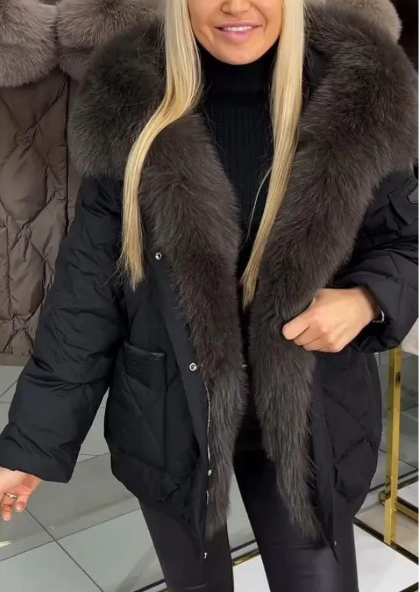 Fashion Women's Hooded Cotton Jacket - Mid-length Style Fashion Women's Wear Mid-length Hooded C | Ectron Online