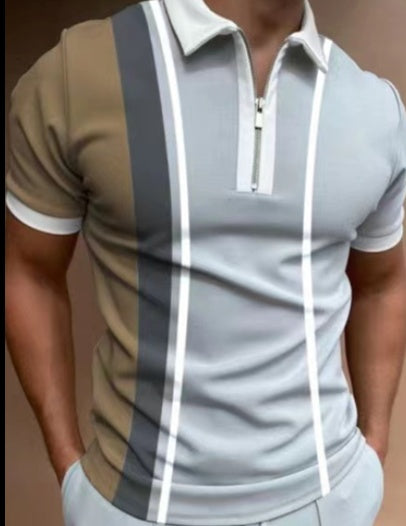 Men’s Striped Printed Polo Shirt – Short Sleeve Lapel Tee Men's POLO Shirt Striped Printed Short S | Ectron Online