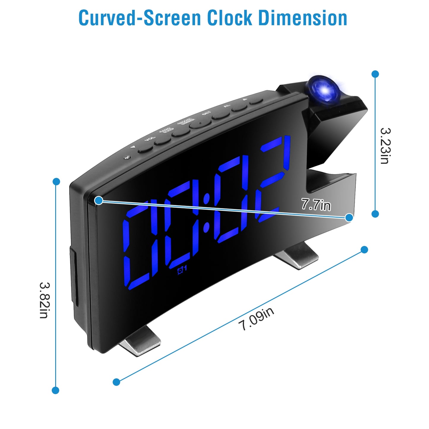 Projection Alarm Clock with Radio | 180° Rotatable LED Digital Clock