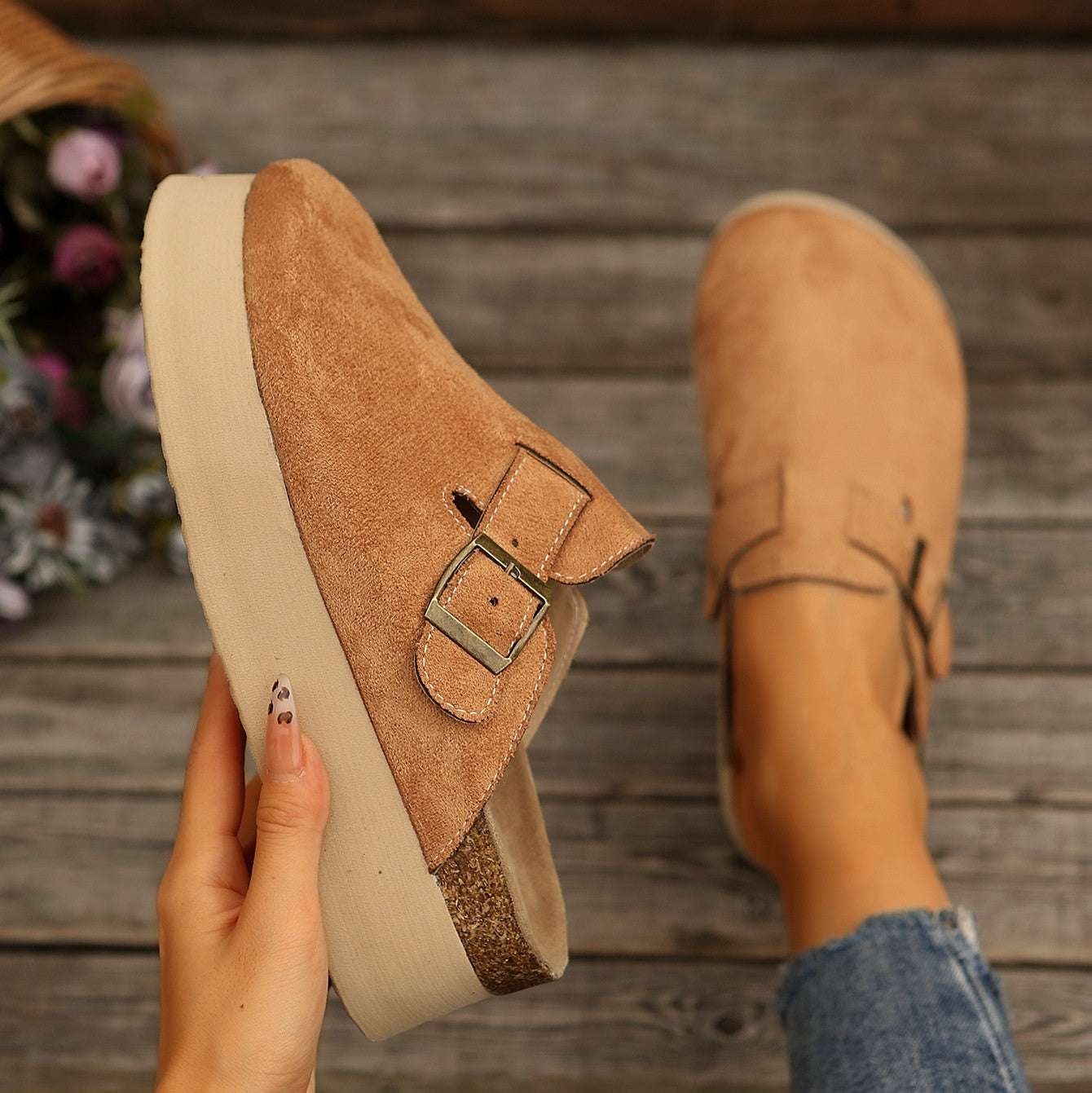 Women's Thick Sole Slip-On Mules Thick Sole Half Slippers Women's Toe Cap | Ectron Online