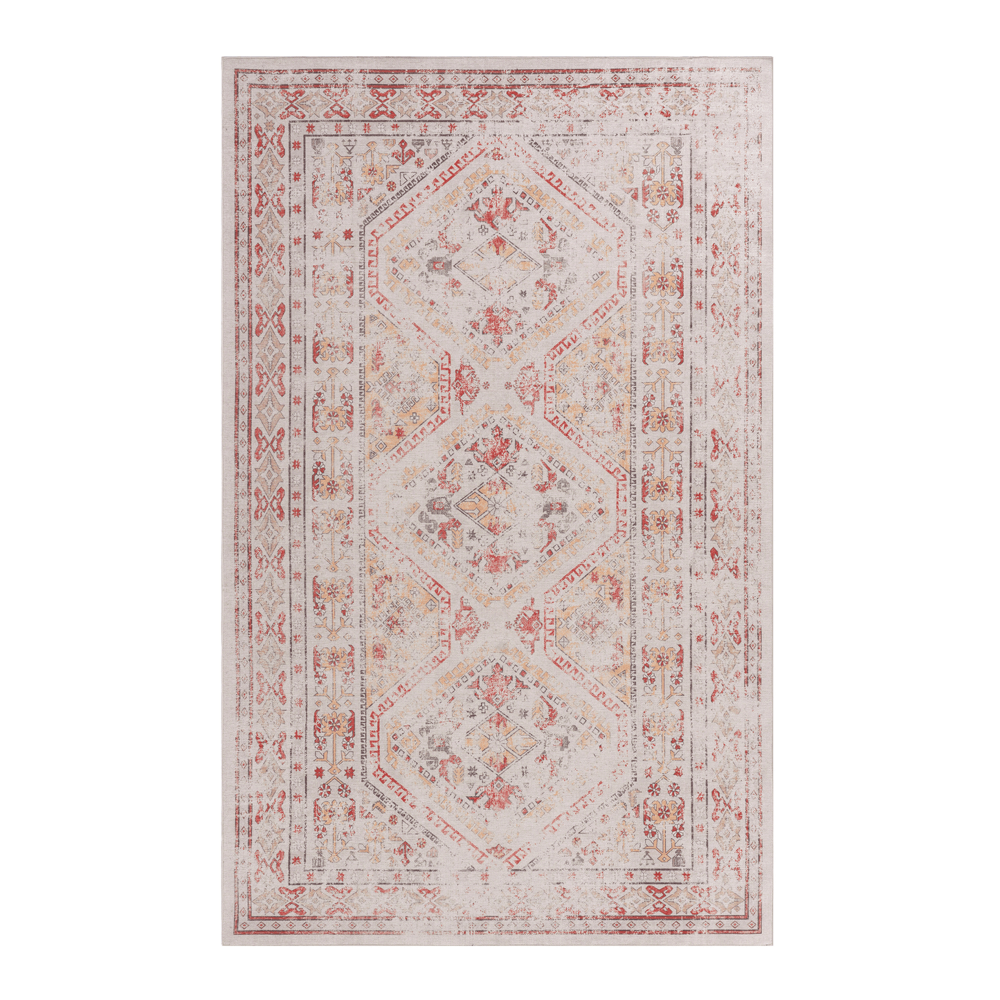 Maval Washable Area Rug - 5x8 Neutral Beige Home Decor Carpet