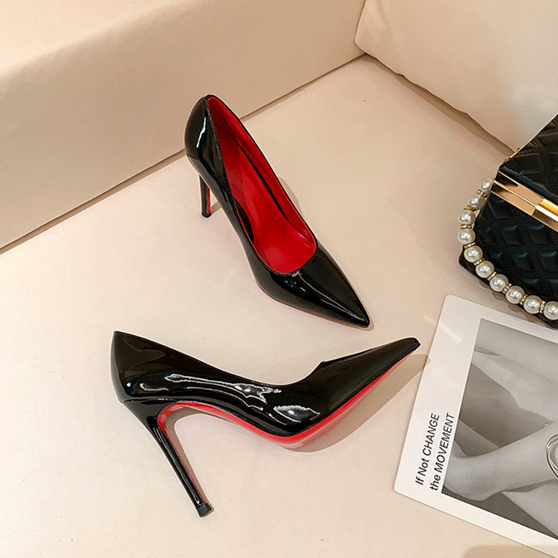 Stiletto Pumps with Red Sole - Pointed Toe Heels Black With Red Background High Heels Wom | Ectron Online