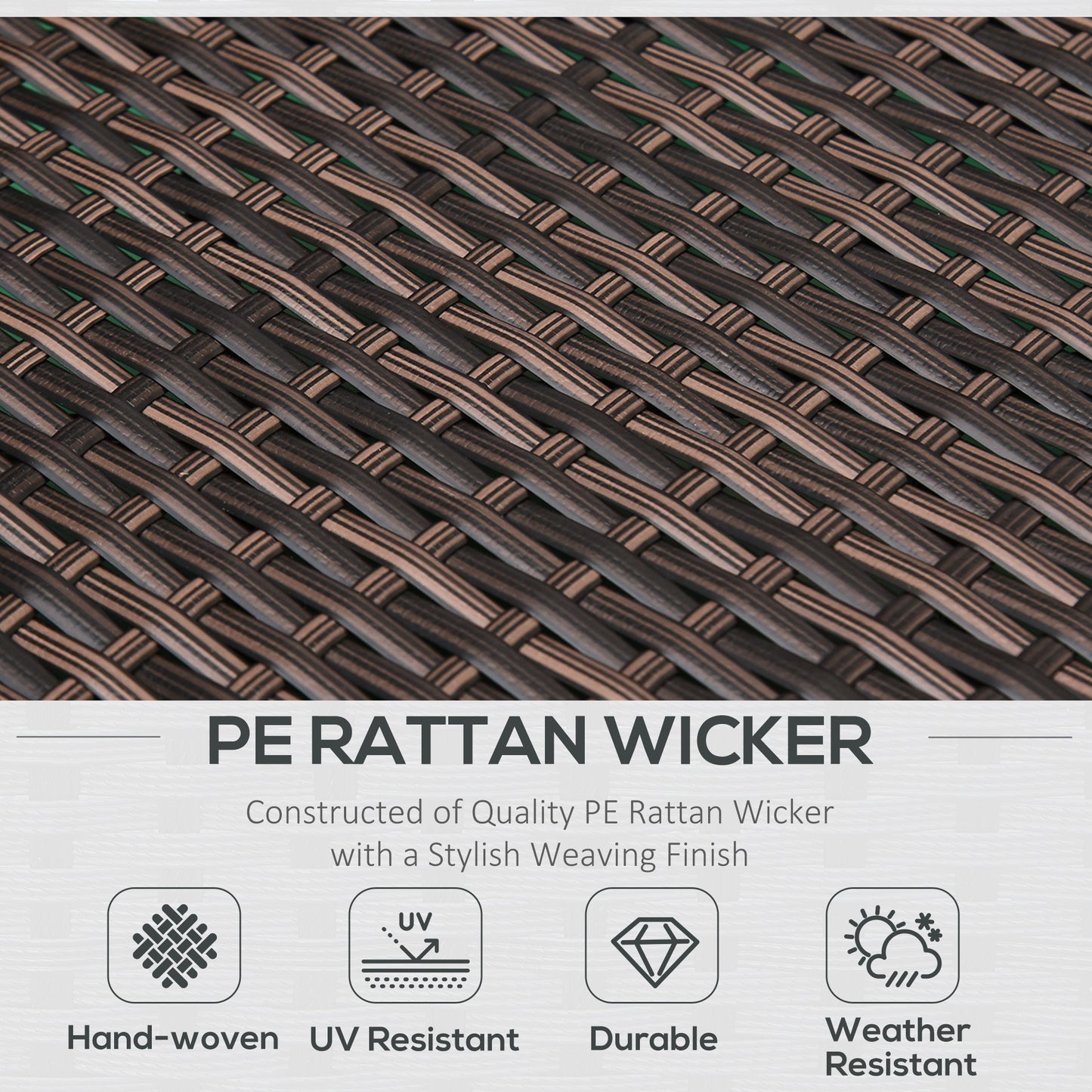 Close woven rattan wicker pattern on dark brown furniture set surface