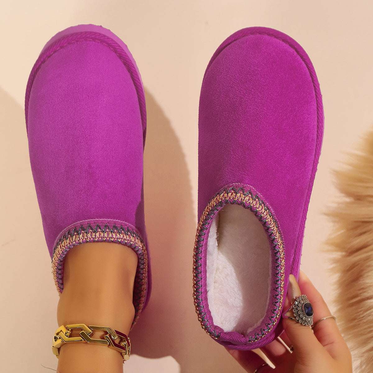 Women's Plush Thick-Soled Slippers Women's Indoor Warm Plush Non-slip Thick | Ectron Online