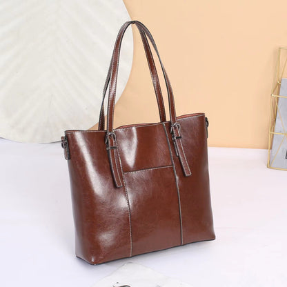 Women's Genuine Leather Tote Bag | Large Cowhide Messenger Bag Big Bag Genuine Leather Capacity Cowhid | Ectron Online