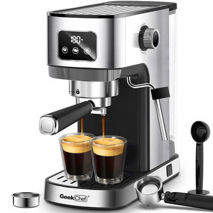 Geek Chef Stainless Steel Espresso Machine - Pod Compatible with Frother Geek Chef Espresso Machine, Cappuccino & | Ectron Online