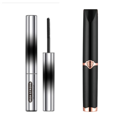 Mascara with silver and black packaging on a white background