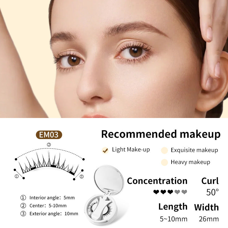 Magnetic false eyelashes set, curled black lashes on eye close-up