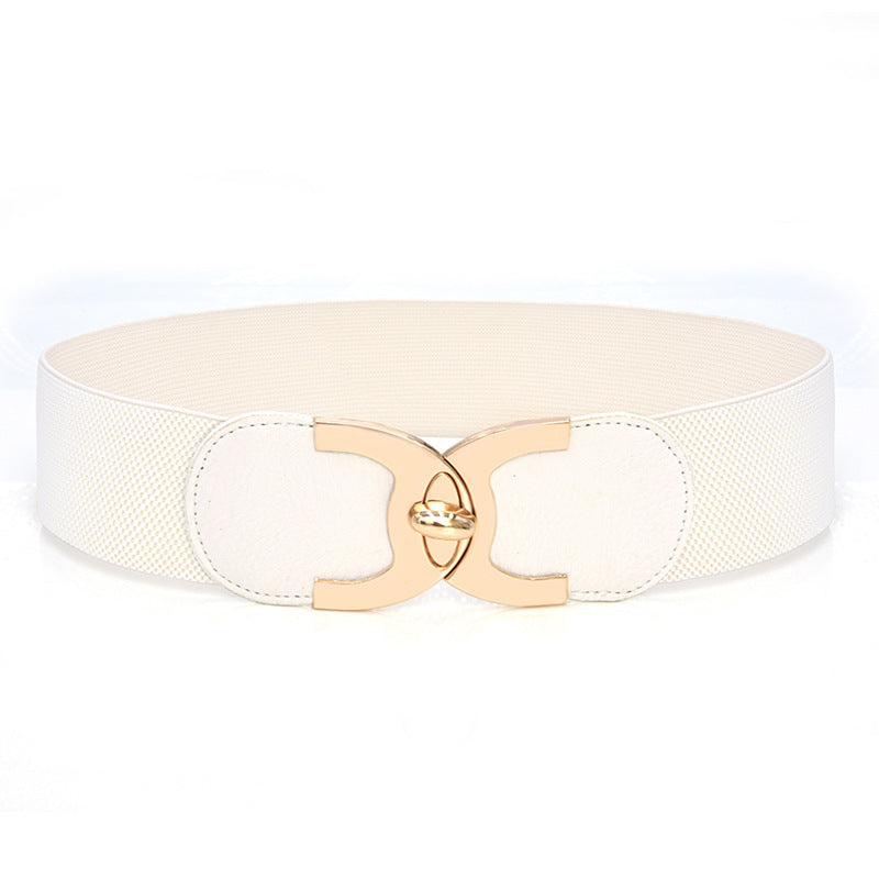 Wide Elastic Women's Belt with Decorative Fastener Fastener Decoration Wide Belt Women's El | Ectron Online