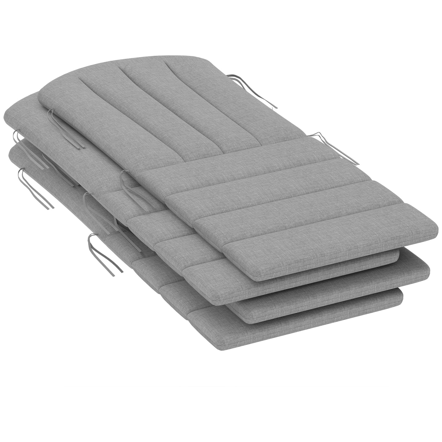 Gray high back chair cushion set, folded seat and back pads with tie strings